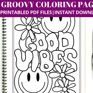 50 Groovy coloring pages, kids coloring sheets, groovy birthday, groovy party, birthday activities, coloring pages printable