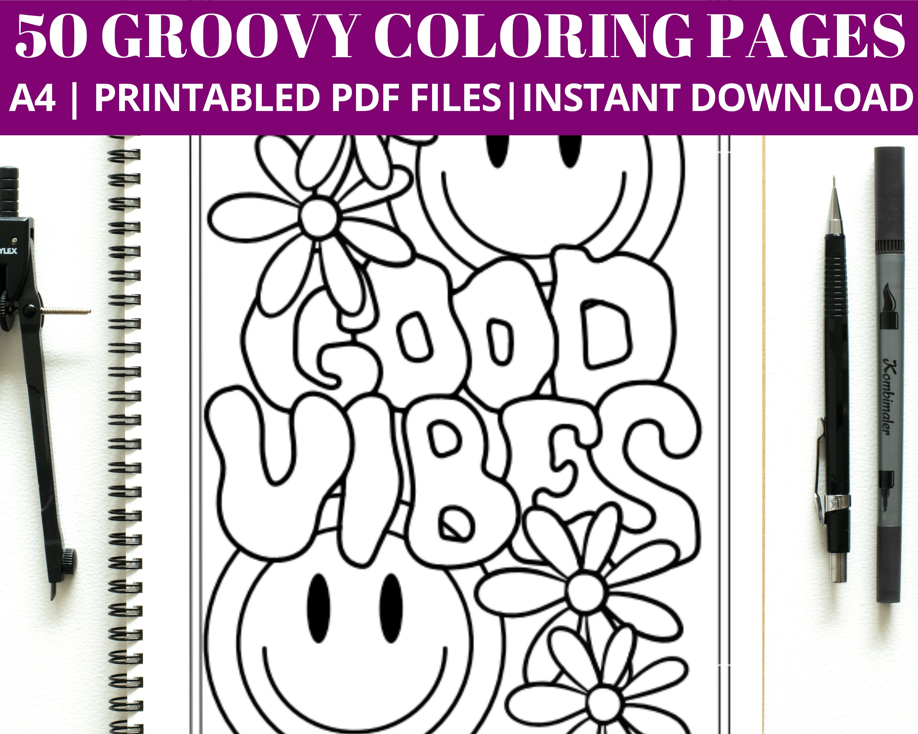 groovy flowers coloring pages