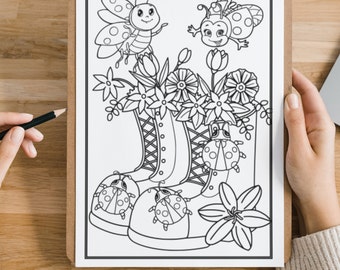 Ladybug Coloring Pages for Kids, Bugs and Insects (Digital Download)