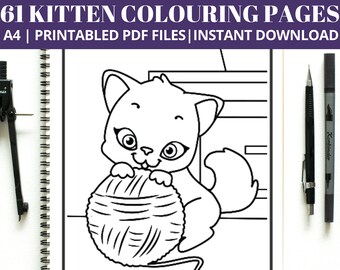 61 Kitten Coloring Pages, Kitten Printables, Kitten Coloring Sheet, Cat Coloring Pages, Kitten Activity Page, Cat Printable