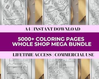 5000+ Coloring Pages Mega Bundle, For Kids and Adults (Digital Download)