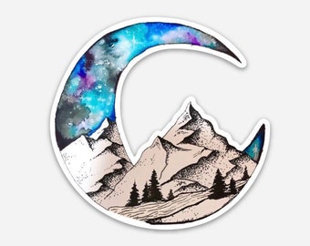Galaxy mountain sticker