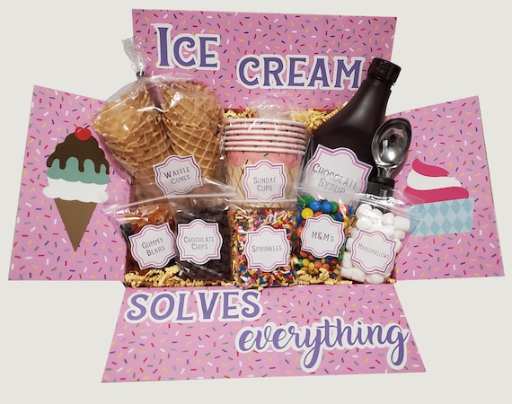 Ice Cream Care Package/gift Box/ice Cream Kit/ Sundae Box/ice Cream  Party/kids Birthday/date Night/family Night/birthday 