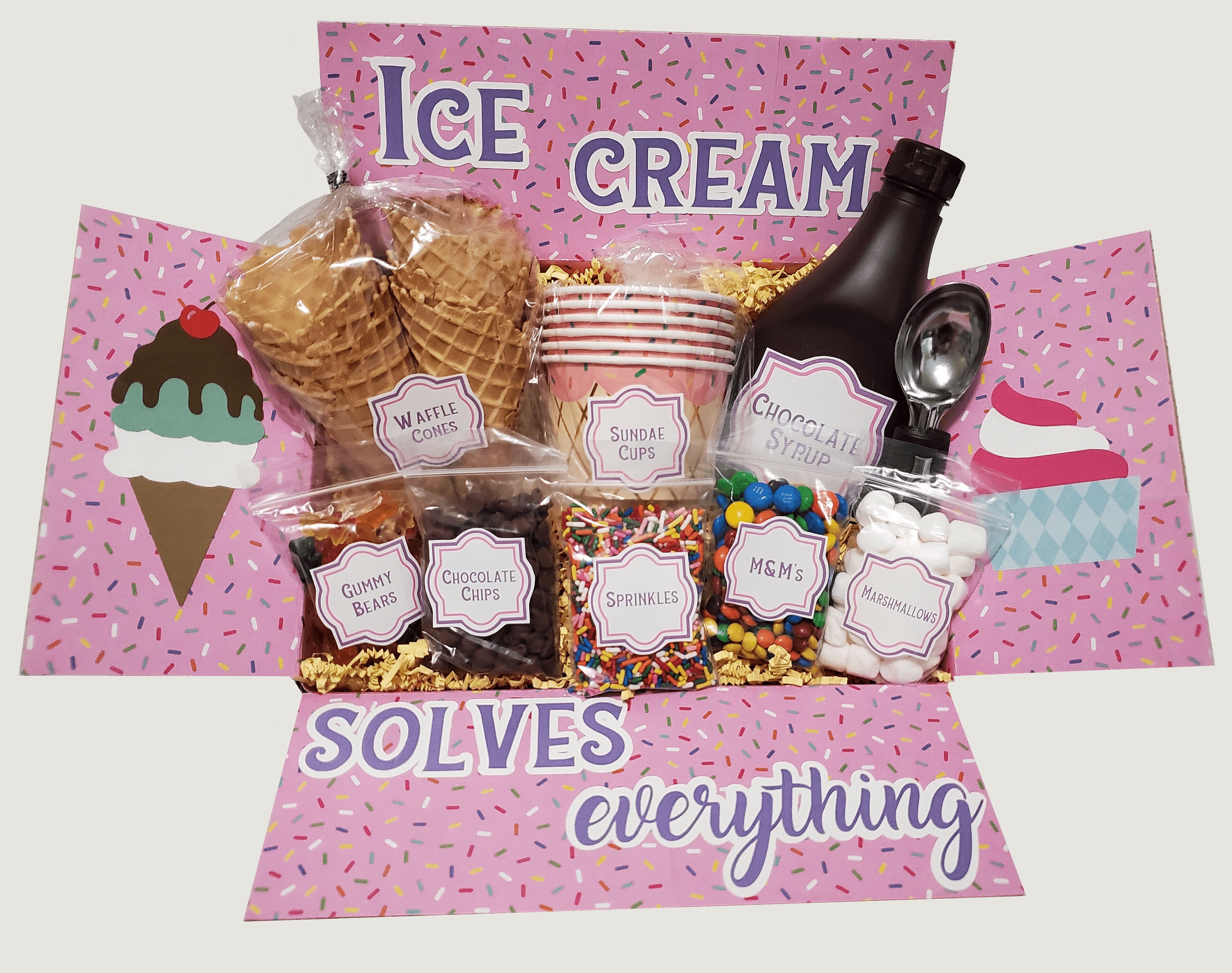 Ice Cream Care Package/gift Box/ice Cream Kit/ Sundae Box/ice Etsy