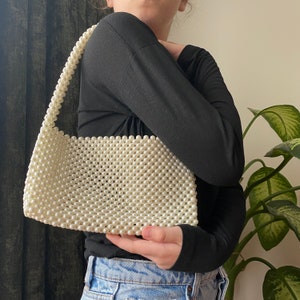 Elegant Handcrafted Beaded Pearl Bag: Timeless Style & Exquisite Craftsmanship - Free Express Shipping