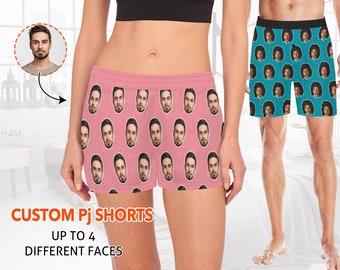 Custom Face Pajama Shorts, Funny Personalized Shorts with Picture, Women Men Pj Bottoms Sleep Shorts,Summer Lounge Shorts, Birthday Gifts