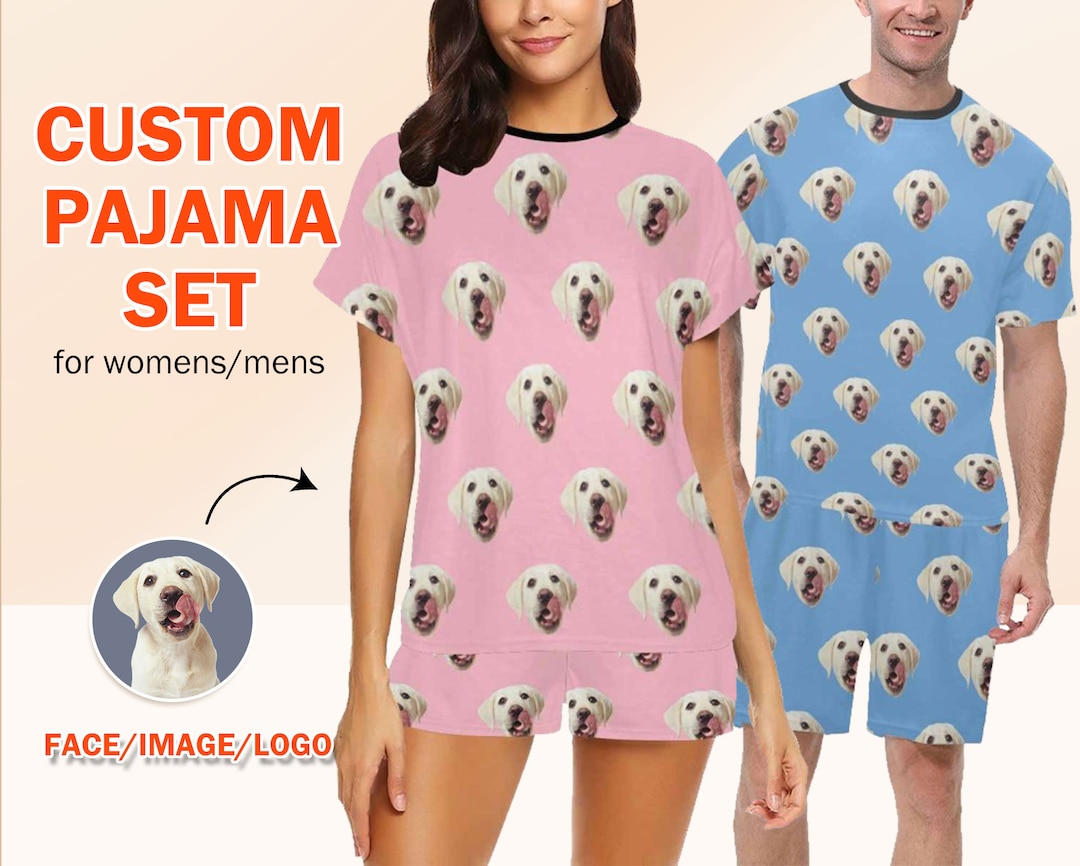 Custom Dog Face Pajama Set Dog Photo Pajamas Women Men Short Etsy