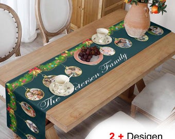 Custom Family Photo Table Runner, Custom Kitchen Table Decoration, Christmas Party Decor, Personalized Table Linens,Xmas Gift,Christmas Gift