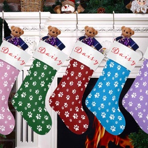 Personalized Xmas Stocking with Name, Christmas Stockings, Pet Stocking, Family Stockings, Xmas Gifts for Dogs Cats, Pet Christmas Stocking