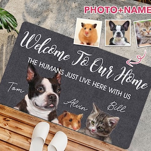 Custom Doormat,Custom Family Name Mat,Personalized Pet Doormat,Door Mat with Dog Picture,Welcome Pet Doormat,Camping mat,Custom Kennel Mat