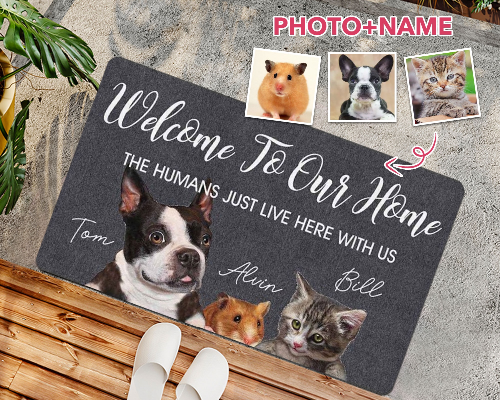 Custom Pet Photo Doormat with Full Dog Cat Face