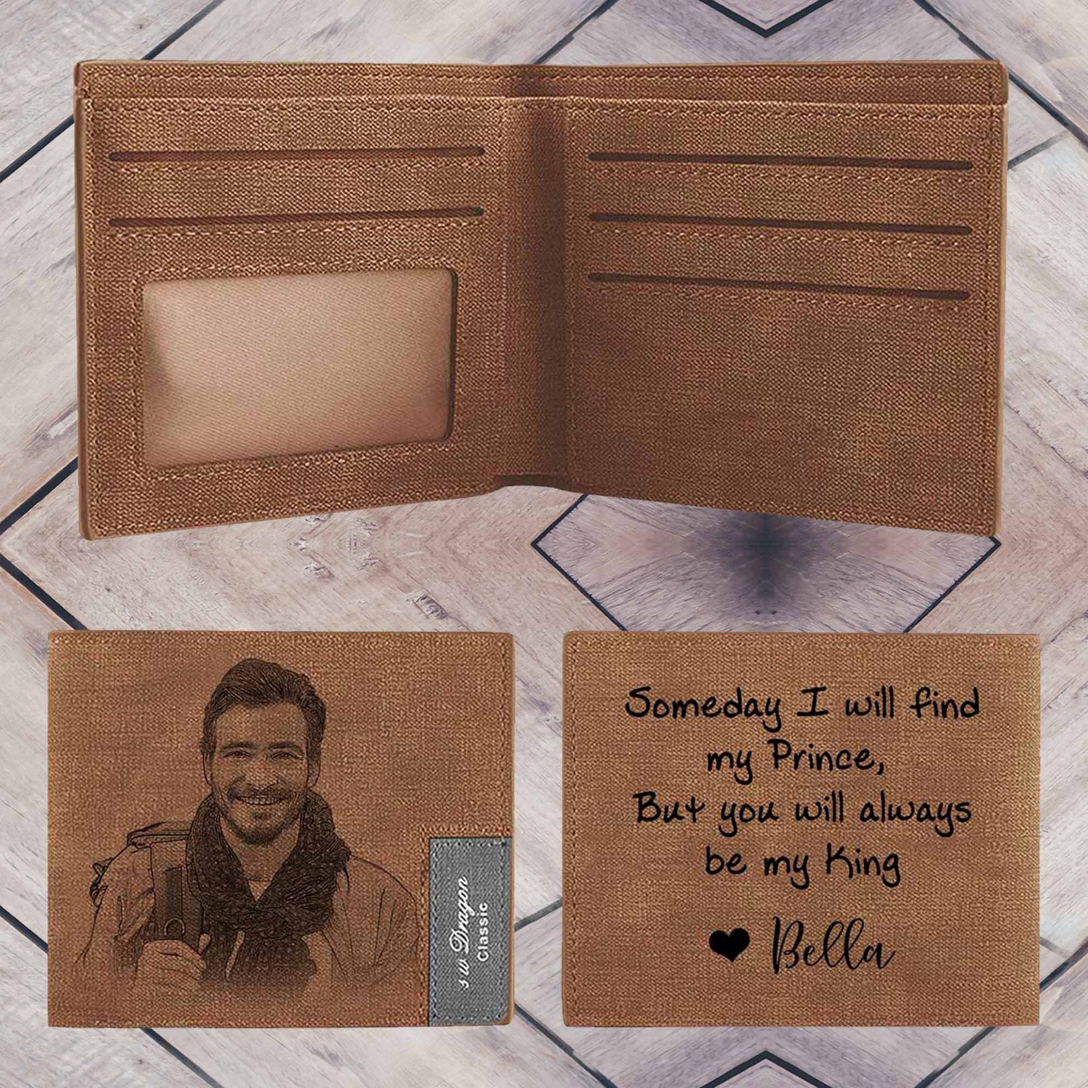 Custom Text Name Wallet Men's Personalized Engraved Bifold Etsy