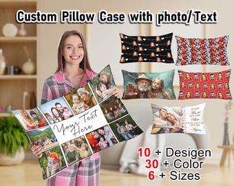 Funda de almohada con foto personalizada: decoración del hogar de algodón y poliéster personalizada