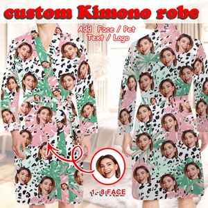 Custom Face Kimono Robe: Personalized Photo Print, Hawaiian Style