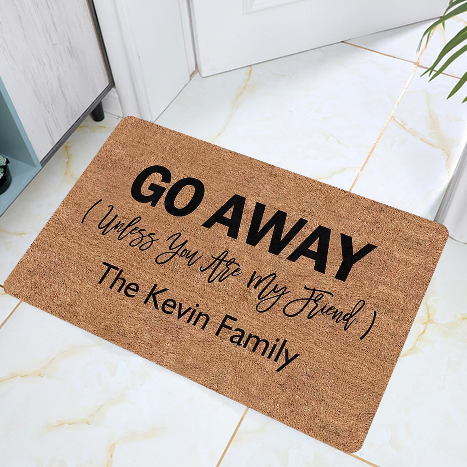 Custom Name Doormat Go Away Funny Personalize Door Mat Etsy