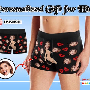 Personalize Boxers with Face for Husband/Boyfriend,Custom Boxer Briefs,Face Underwear,Underwear with Photo,Anniversary/Birthday Gift for Him