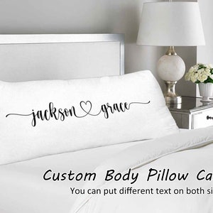 Fronha de travesseiro personalizada com nome, capa de travesseiro personalizada, fronha longa, fronha de travesseiro com texto, fronha de travesseiro para decoração de casa, presente de casamento/casal