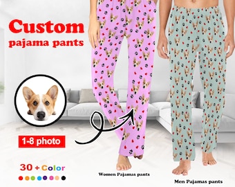 Pantalon de pyjama personnalisé femme homme, pantalon de pyjama personnalisé chien chat, pantalon de pyjama personnalisé couple, pantalon photo chien personnalisé, cadeau pyjama de famille