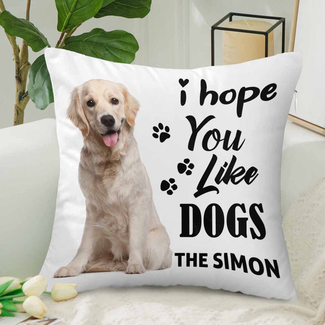 Custom Name Photo Throw Pillow Cover for Dog Lover Create Your Etsy