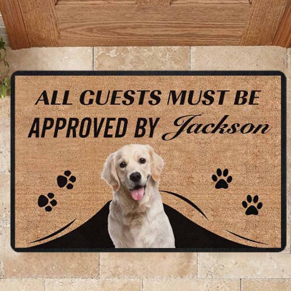Custom Entrance Rug with Your Dog Photo and Name Funny Non Slip Rubber Front Door Mat Home Decor Personalized Doormat Housewarming Gifts