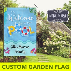Welcome To Our Pool Flag, Pool House Flag, Pool Garden Flag, Pool Summer Decor, Entry Flag, Yard Decor, Pool Party Flag, Party Theme Gifts