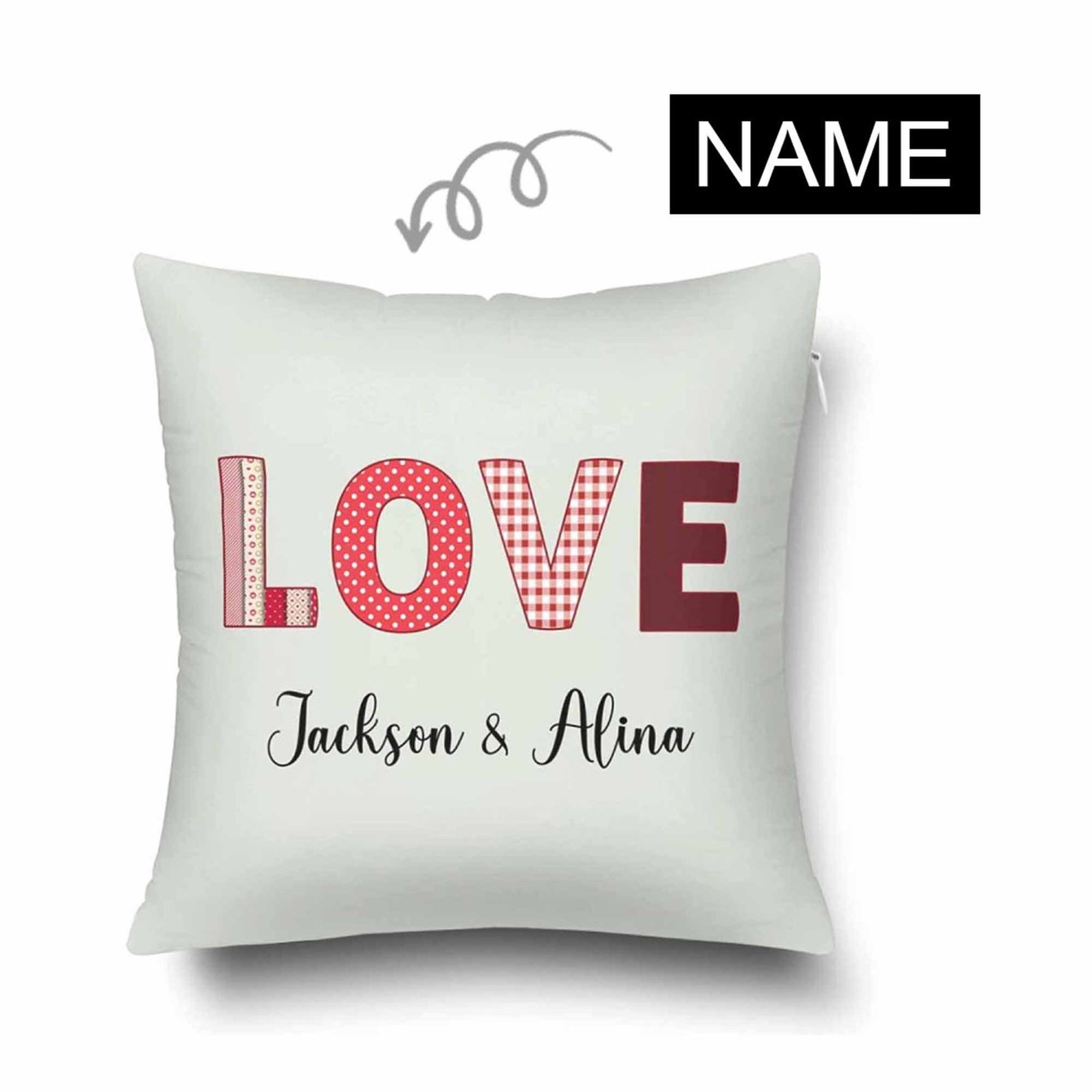 Custom Throw Pillow Cover with Name Personalized Love Pillow Etsy
