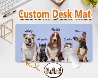 Custom Pet Photo Mouse Pad, Desk Accessories, Gift For Pet Lover, Personalized Pet Name Mouse Pad, Dog or Cat Computer Pad Gift, 39" x 20"