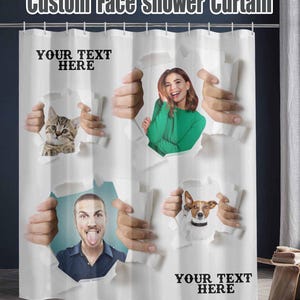 Custom Photo Shower Curtain,Personalized Couple Memorial Curtain,Image Bathroom Decor, Housewarming Gift,Detachable Nylon Shower Curtain