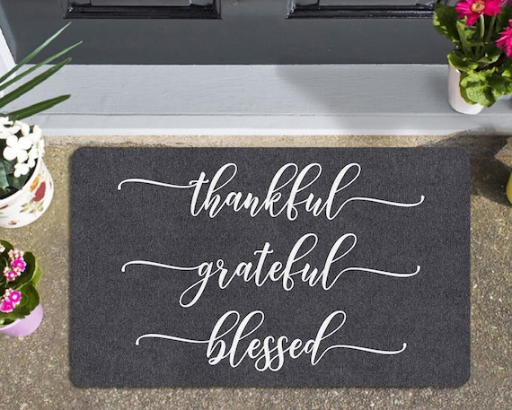 Large Entrance Mat Thankful Grateful Blessed Funny Doormat Indoor