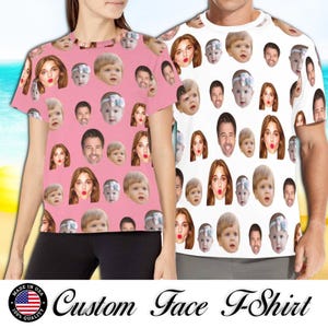 Personalized Photo T-Shirt,Custom T-Shirt with Faces,Custom Face Family T-Shirt,All Over Face Shirt,Pictures Shirt for Dog,Birthday Gift