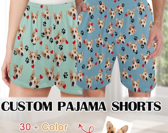 Custom Dog Face Pajama Shorts: Personalized Pet Photo Sleepwear, Gifts for Mom & Dad
