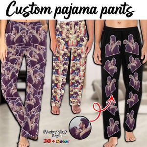 Customized Collage Photo Pants, Pajama Pants with Photo, Personalized Pictures Printed Pajama, Family Pajama Bottoms Gift, Gift for Him/Her