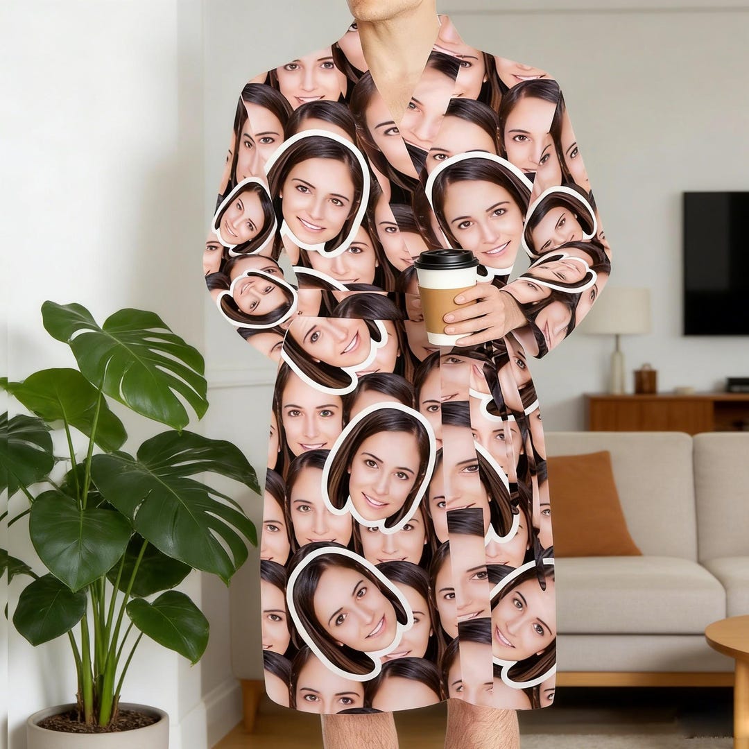 Custom Face Kimono Robe, Personalized Photo Bathrobe, Custom Night Robe ...