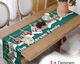 Personalized Family Photo Table Runner, Custom Kitchen Table Decoration, Family Name Table Decor, Custom Table Linens,Housewarming Gifts