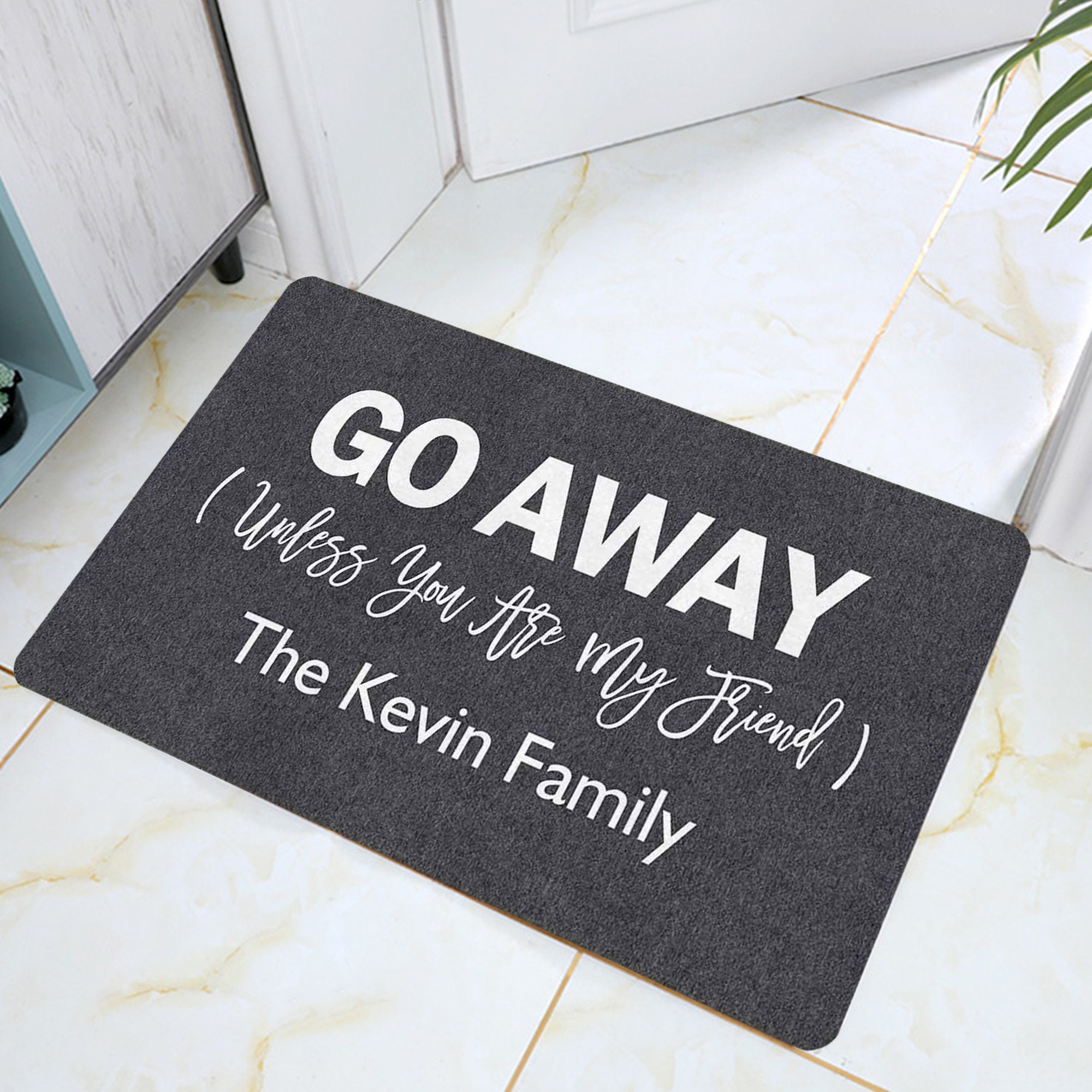 Custom Name Doormat Go Away Funny Personalize Door Mat Etsy