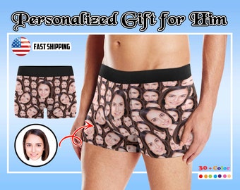 Personalized Face Boxers, Custom Underwear with Face, Custom Boxers with Picture, Popular Anniversary Gift, Boyfriend Birthday Gift