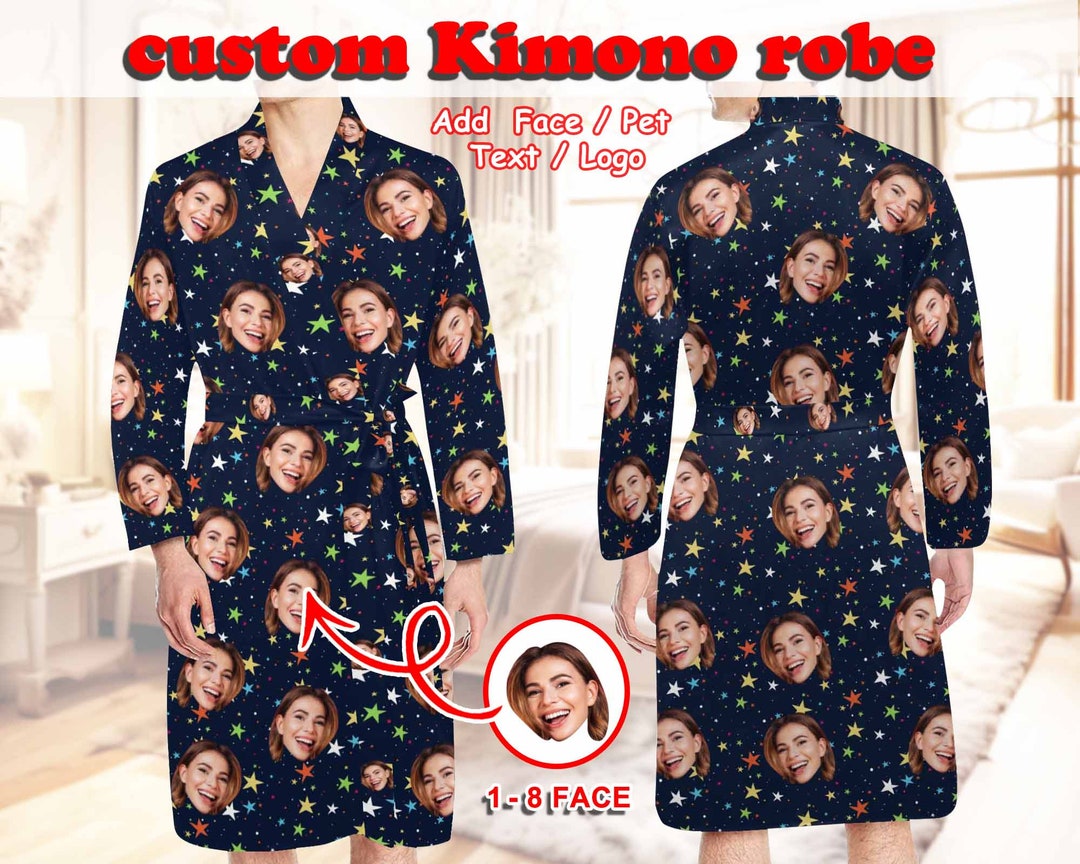 Personalized Shawl Robe, Custom Photo Kimono Robe, Custom Design Face ...