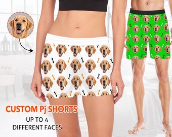 Custom Face Pajama Shorts, Personalized Women Men Sleep Shorts, Funny Pet Lounge Shorts, Dog with Photo Pajama Shorts, Best Pet Lover Gift