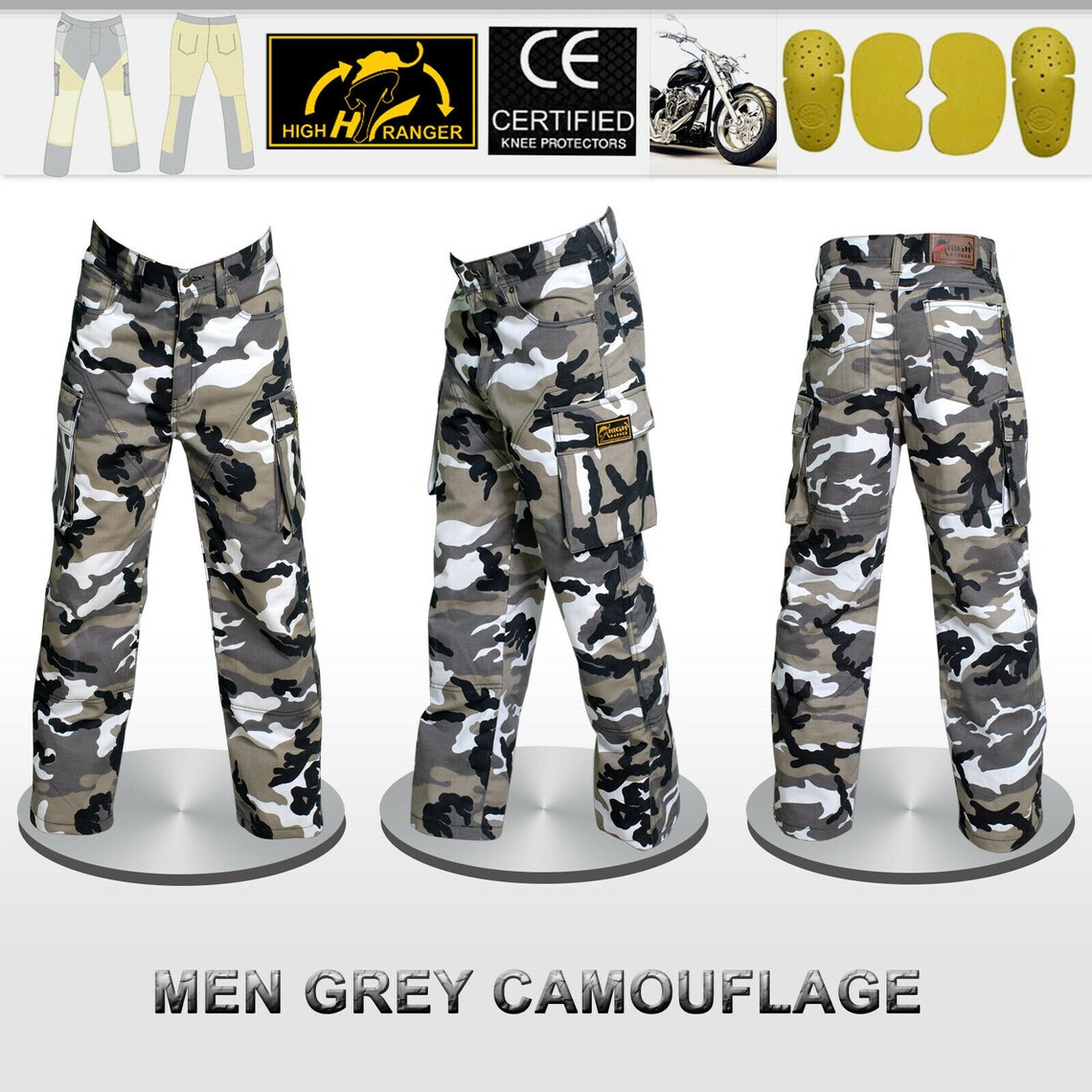 Men Motorcycle Camouflage Cargo Jeans Pants Reinforced with Etsy