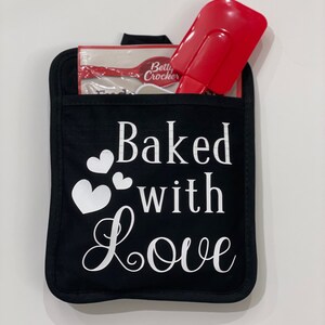 Gebakken met Love Design Pot Holder.  Valentijngift. VriendenGift. Kerstgift. PothouderGift.