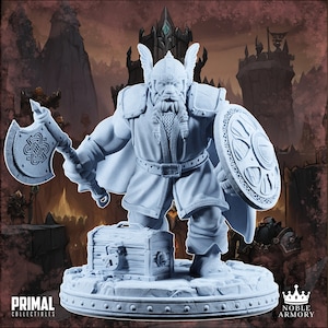 tabletop wargame miniature dungeons and dragons dnd age of sigmar warhammer dragon lance 3d print primal collectibles Ogres Crowd resin dwarf warrior axe shield