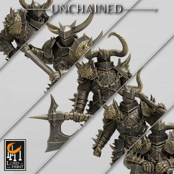 Unchained Knights Axt Staffel | D&D | Brettspiele | Kriegsspiele | Miniatur | Herr des Kunstdrucks | Chaoskrieger