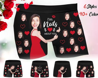 Custom Face Boxer Briefs: Personalized Photo Underwear for Men, Valentine's Day Gift