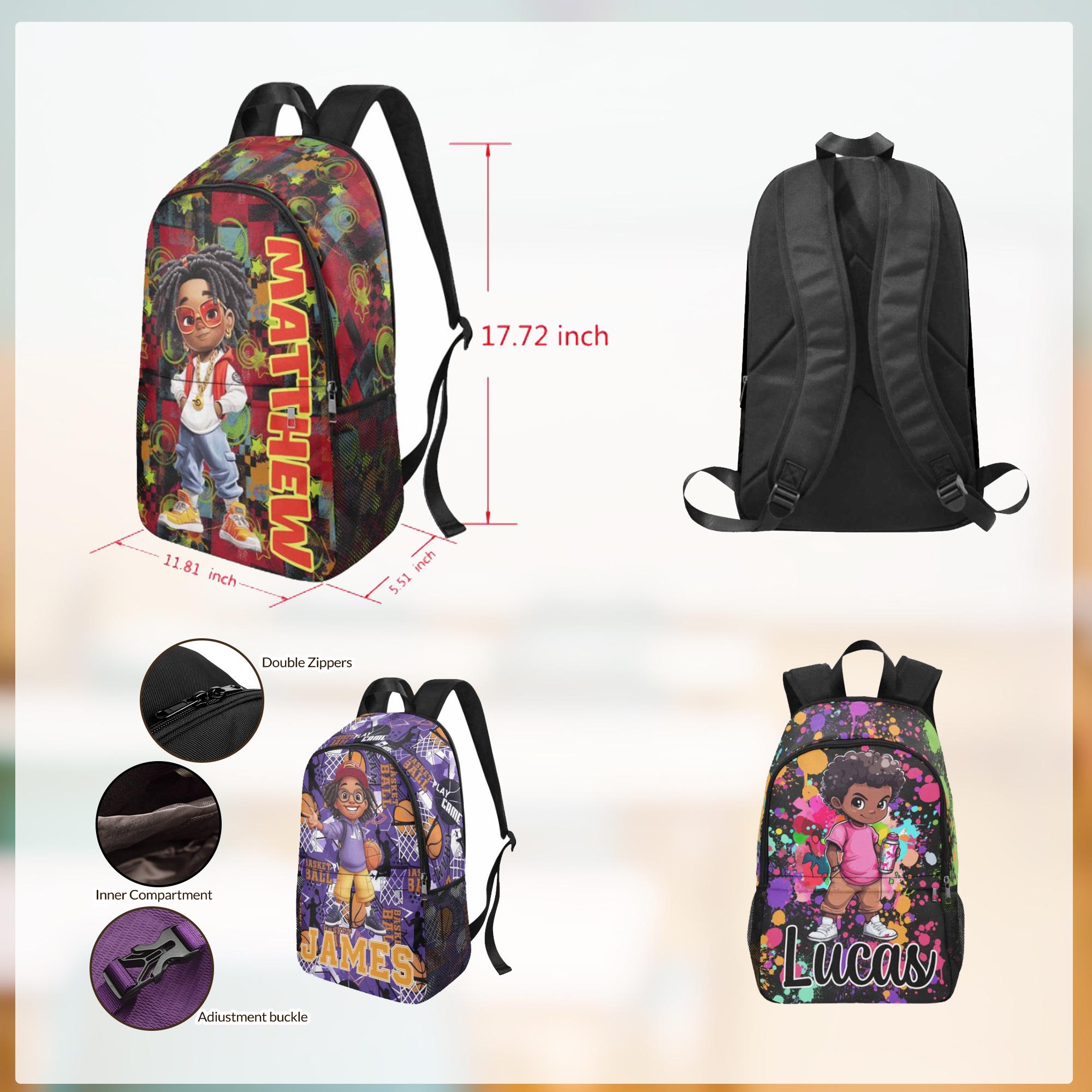 Custom Black Boy Bookbag with Name, Custom Black Boy Name School Bag, Personalized Boys Backpack, Back to School Gifts, Black Boy Backpack