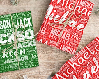 Personalized Name Wrapping Paper, Custom Valentine's Day Gift Wrap