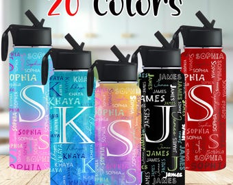 Personalized Stainless Steel Water Bottle with Straw: Custom Name Gift