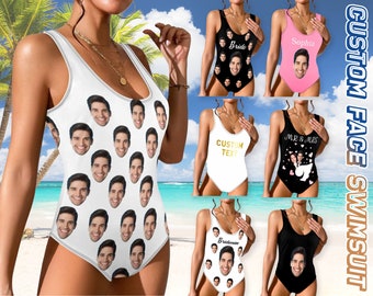 Custom Face Swimsuit Personalized Bride Swimsuit Custom Swimsuit for women Summer party Custom onepiece swimwear with face Best Wedding Gift