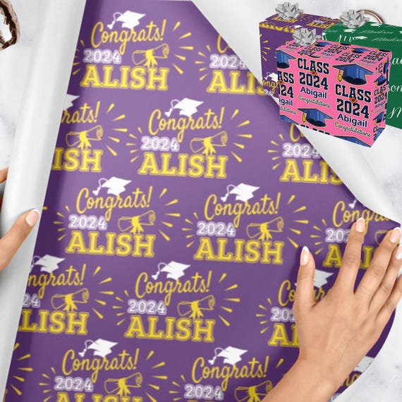 Personalized Graduation Wrapping Paper Roll: Custom Name Gift Wrap
