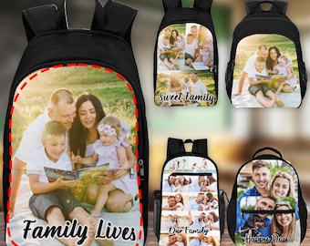 Custom Kids Backpack With Name,Personalized School Backpack with Water Bottle Pockets,Custom photos bag for family,Best Back to School Gifts