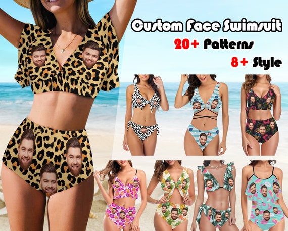 Maillot de bain personnalise avec visage pour femme maillot de bain personnalise maillot de bain Hawaii personnalise maillot de bain imprime leopard visage sur maillot de bain Bachelor Party Etsy Cana...